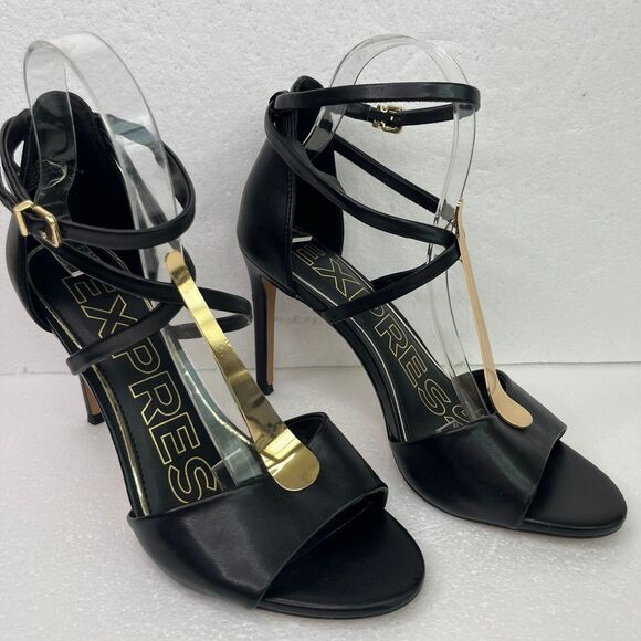 Brian Atwood X Express Gold Bar Wrap Around Heeled Sandals Women’s 8 #713 - Picture 3 of 12